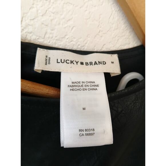 Lucky Brand Black Faux Leather Sleeveless Shift Dress With Pockets - Picture 4 of 6